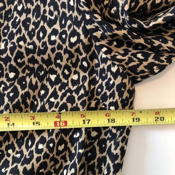 St Gillian Womens Dress Black Leopard Print Ruffles Jewel Neck Long Sleeve 12 - Picture 7 of 8